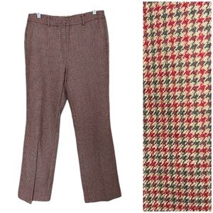 MaxMara Weekend 100% Virgin Wool Houndstooth Trousers in Red Brown & Beige US 8